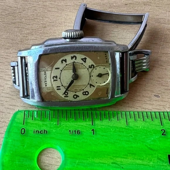 WESTCLOX 1936 Mens Original Classic WRIST BEN Silver Tank Watch made USA AS IS